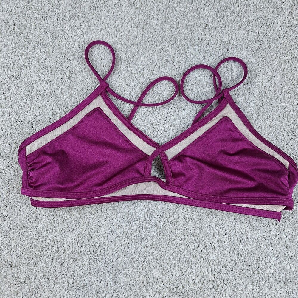 M Victoria's Secret PINK Strappy Mesh Crop Pullover Swim Bikini Top